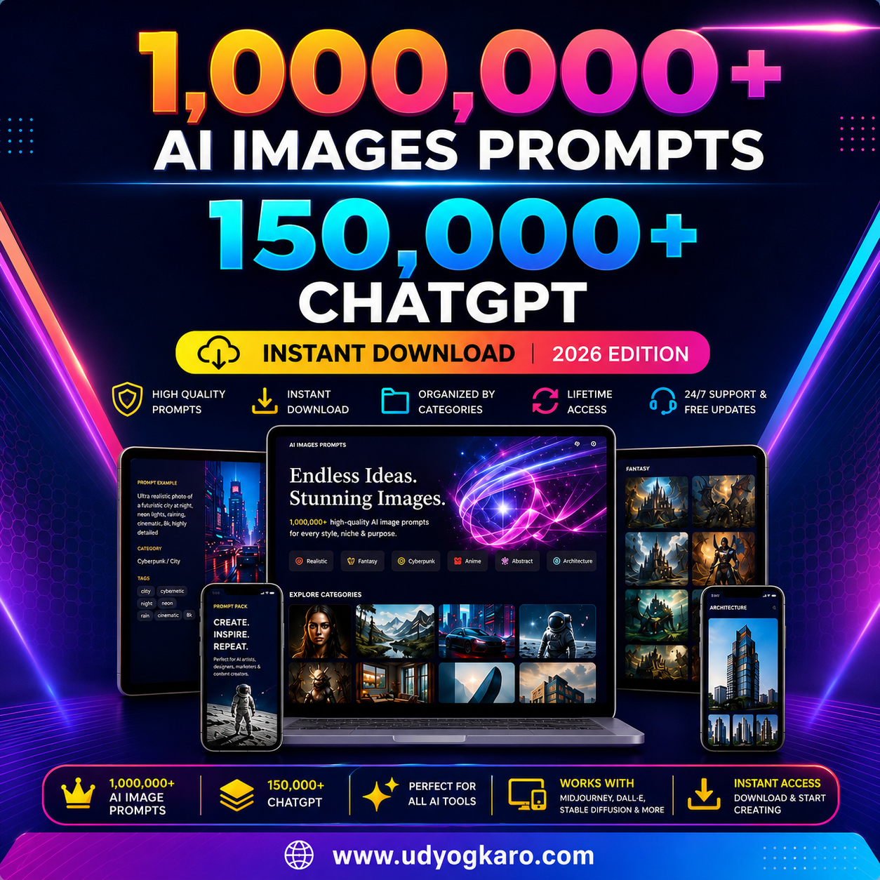 1,000,000 AI Prompts Bundle + 150,000 ChatGPT Prompts
